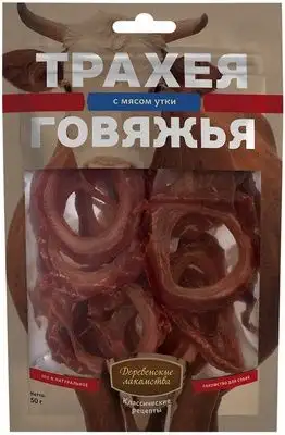 Купить Деревенские лакомства лакомство для собак трахея говяжья с мясом утки