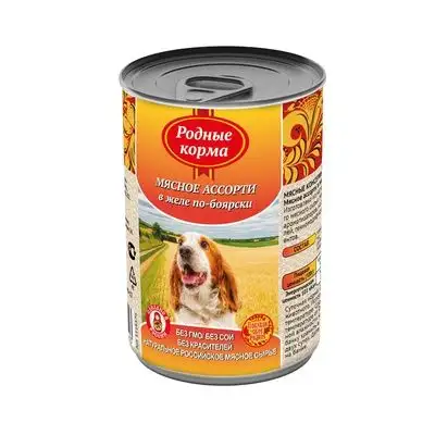 Купить Родные корма консервы для собак, мясное ассорти в желе по-боярски