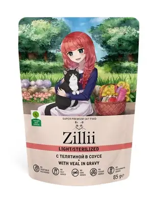 Купить zilli влажный корм для стерилизованных кошек с телятиной в соусе (пауч)
