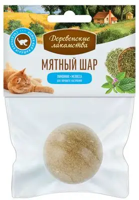 Купить Деревенские лакомства игрушка для кошки "Мятный шар": лимонник + мелисса