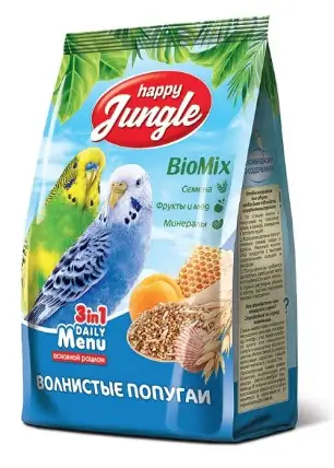 Купить happy jungle корм для волнистых попугаев