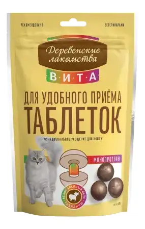Купить Деревенские лакомства ВИТА угощение для удобного приёма таблеток для кошек, говядина