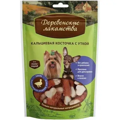 Купить Деревенские лакомства лакомство для собак кальциевая косточка с уткой для мини-пород
