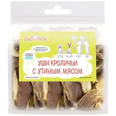 Купить dog fest лакомство для собак Уши кроличьи с утиным мясом
