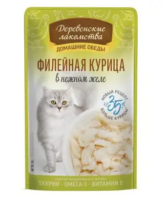 Купить Деревенские лакомства Домашние обеды филейная курица в нежном желе пауч для кошек