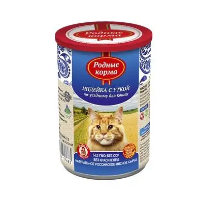 Купить Родные корма консервы для кошек, индейка с уткой по-уездному