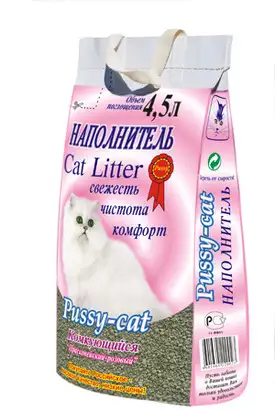 Купить pussy-cat комкующийся наполнитель для кошек "прасковейский розовый"