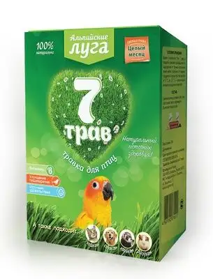 Купить Альпийские луга лакомство травка "7 трав" для птиц (лоток), набор для проращивания