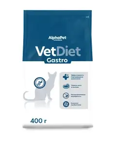 AlphaPet Vet Diet Gastro сухой корм при острых расстройствах пищеварения, в реабилитационный период и при истощении для кошек