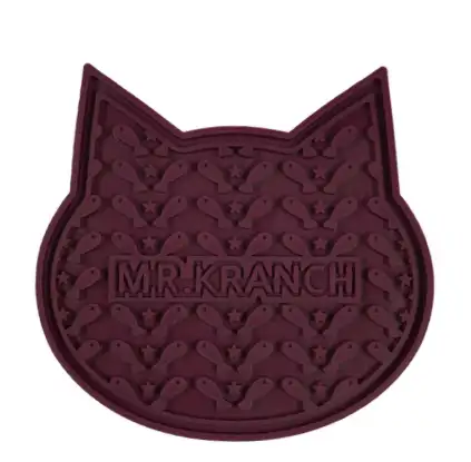 Купить mr.kranch Лизательный коврик для медленного поедания, бордовый на присосках, для собак и кошек