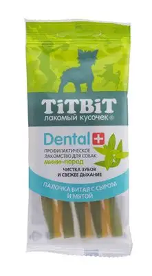 Купить titbit Дентал+ лакомство для собак мини-пород палочка витая с сыром