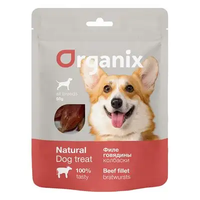 Купить organix лакомства для собак Колбаски из филе говядины 100% мясо