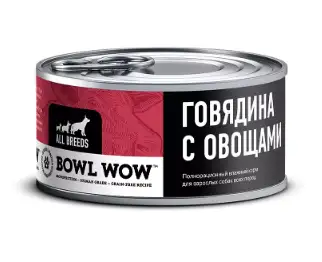 Купить bowl wow monoprotein консервы для собак с говядиной и овощами