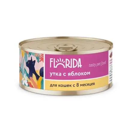 Купить florida консервы для кошек "Утка с яблоком"
