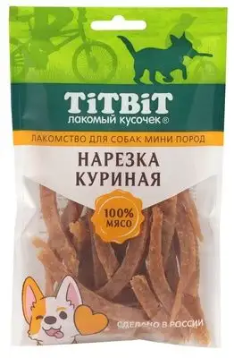 Купить titbit лакомство для собак мини пород нарезка куриная