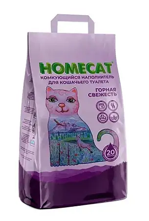 Купить homecat наполнитель для кошек горная свежесть комкующийся
