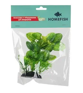 HOMEFISH Кальдезия зеленая растение для аквариума пластиковое с грузом