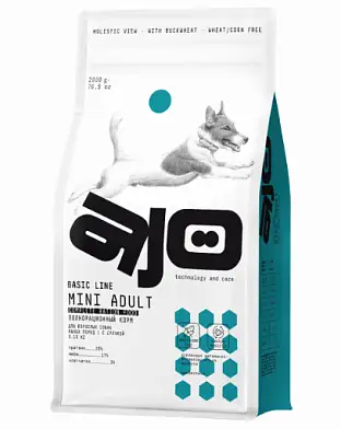 AJO Mini Adult сухой корм для взрослых собак мелких и миниатюрных пород с курицей и гречкой