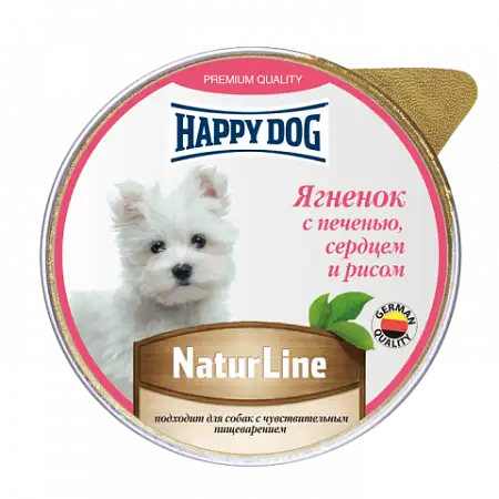 Купить happy dog natur line влажный корм паштет для собак ягненок с печенью, сердцем и рисом (ламистер)