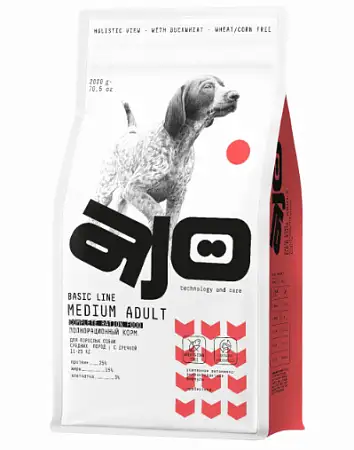 Купить ajo medium adult сухой корм для взрослых собак средних пород с говядиной и гречкой