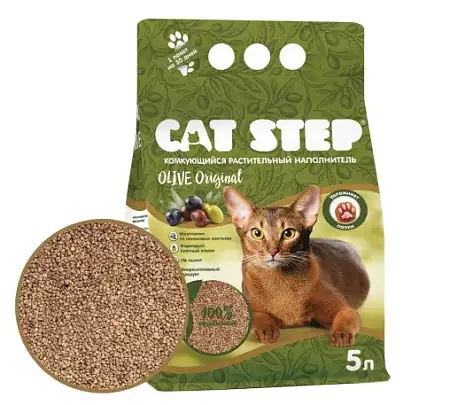 Купить cat step olive original наполнитель для кошек комкующийся растительный