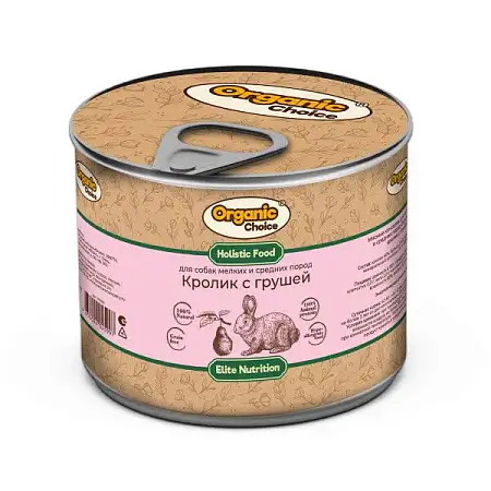 Купить organic Сhoice elite nutrition консервы для взрослых собак мелких и средних пород кролик с грушей