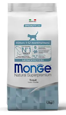Monge Cat Speciality Line Monoprotein Сухой корм для котят и беременных кошек, из форели