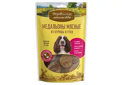 Деревенские Лакомства лакомство для собак Медальоны мясные из курицы и утки