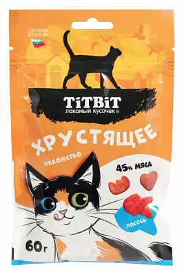TiTBiT Лакомство хрустящее для кошек с лососем