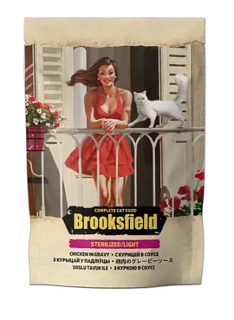 Купить brooksfield sterilized/light cat chicken влажный корм для взрослых стерилизованых кошек при лишнем весе, с курицей в соусе