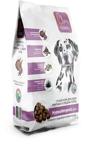 Купить clan classic hypoallergenic-23/11 сухой корм для взрослых собак крупных и средних пород с ягненком, индейкой и бурым рисом