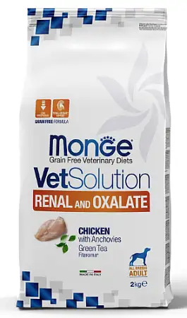 Купить monge vetsolution dog renal and oxalate сухой корм для взрослых собак всех пород при ХПН