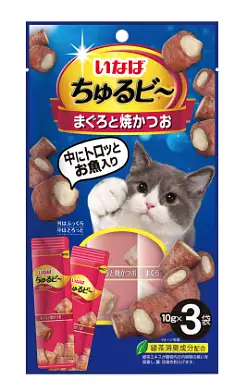 INABA Churu Bee Лакомство для кошек Трубочки Тунец Магуро и Тунец Кацуо