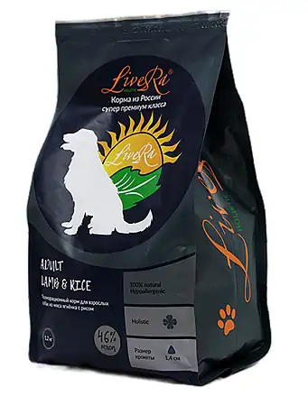 Купить livera adult сухой корм для взрослых собак всех пород ягненок с рисом