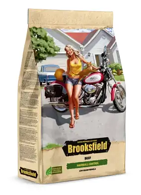 Brooksfield Low Grain Adult Cat Hairball Control Beef сухой корм для взрослых кошек, препятствующий образованию комочков шерсти в желудке, с говядиной и рисом