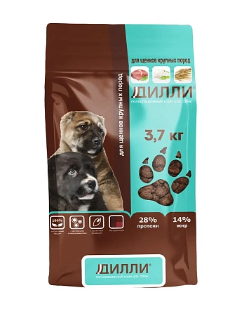 Купить Дилли сухой корм для щенков крупных пород с курицей и индейкой