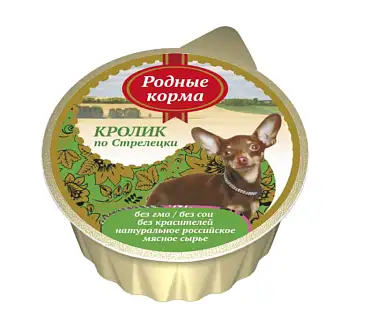 Родные корма влажный корм для собак, кролик по-стрелецки (ламистер)