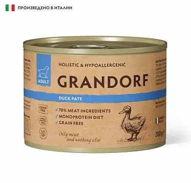 GRANDORF Консервы для собак Паштет из утки