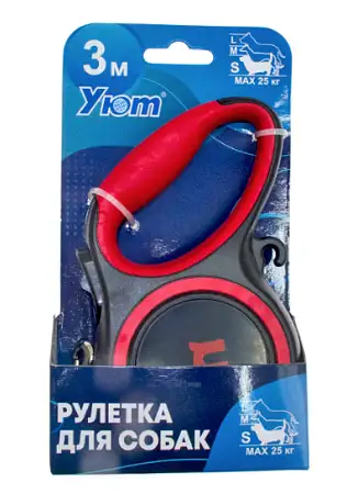 Купить Уют рулетка для собак, ремень, красная