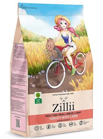 Купить zilli сухой корм для взрослых собак мелких пород с лишним весом Индейка с Ягненком