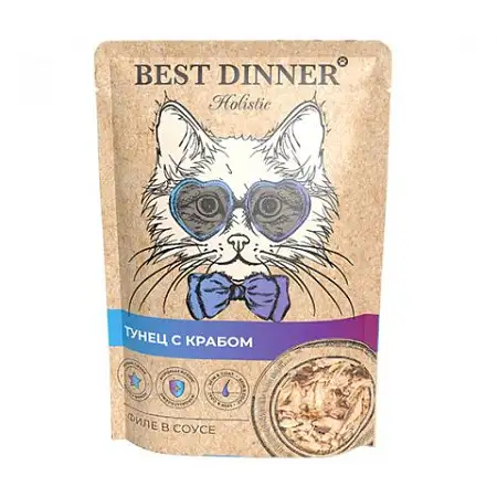 Купить best dinner holistic влажный корм для кошек с тунцом и крабом в соусе (пауч)