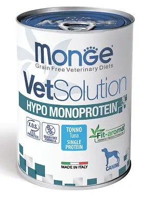 Monge VetSolution Dog Hypo Monoprotein Tuna консервы для взрослых собак всех пород с тунцом для снижения реакции пищевой непереносимости