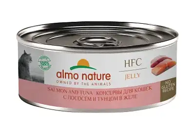 Almo Nature HFC Jelly Salmon and Tuna влажный корм для взрослых кошек и котят с 3-х месяцев с лососем и тунцом в желе, в консервах