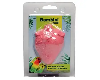 Bambini Pets лакомство Минеральный камень для птиц "Клубничка"
