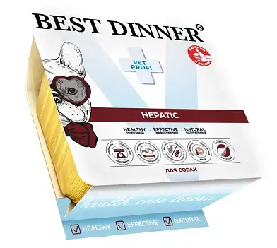 Best Dinner Vet Profi Hepatic влажный корм паштет влажный корм для собак, при хронической печеночной недостаточности с курицей (ламистер)