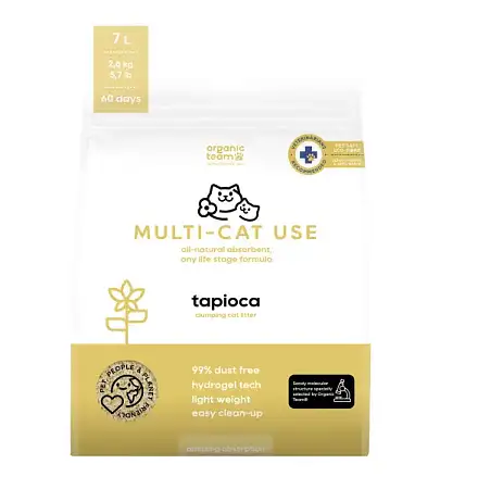 Купить organic team multi-cat use комкующийся наполнитель для котят и кошек из маниоки