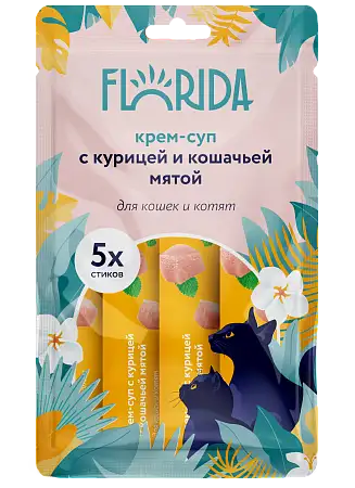 Купить florida лакомство Крем-суп для котят и кошек с курицей и кошачьей мятой