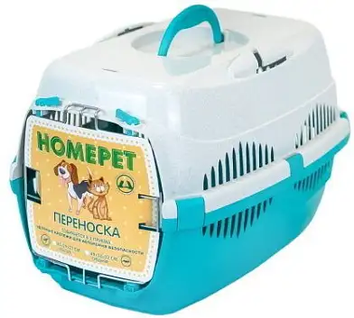 Homepet переноска для собак и кошек бирюзово-белая