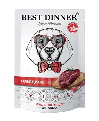 Best Dinner Dog Super Premium влажный корм для взрослых собак и щенков говядина (пауч)