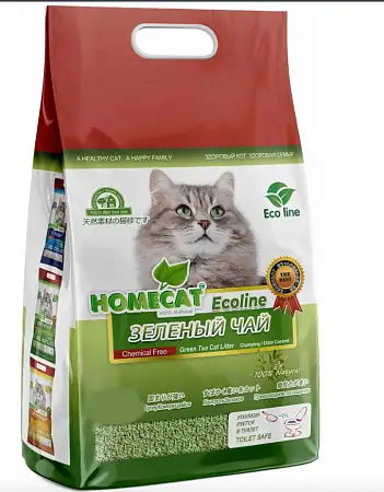 Купить homecat комкующийся наполнитель для кошек "Эколайн" Зеленый Чай
